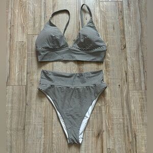 Black and white striped AE bikini